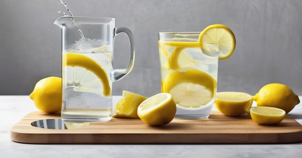 Świeże cytryny i szklanka wody z cytryną - naturalne źródło zdrowia