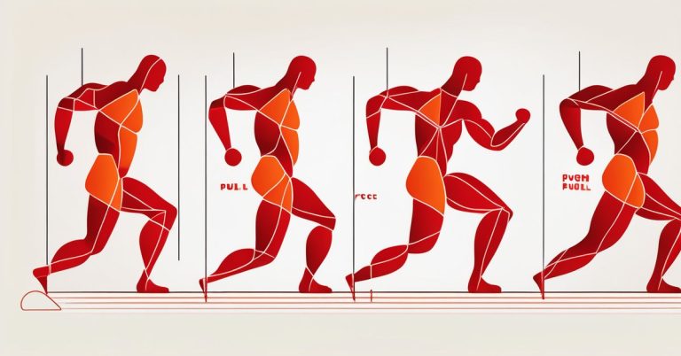 **Push:** Depict upward and outward motion with geometric shapes suggesting force, perhaps in shades of red or orange.