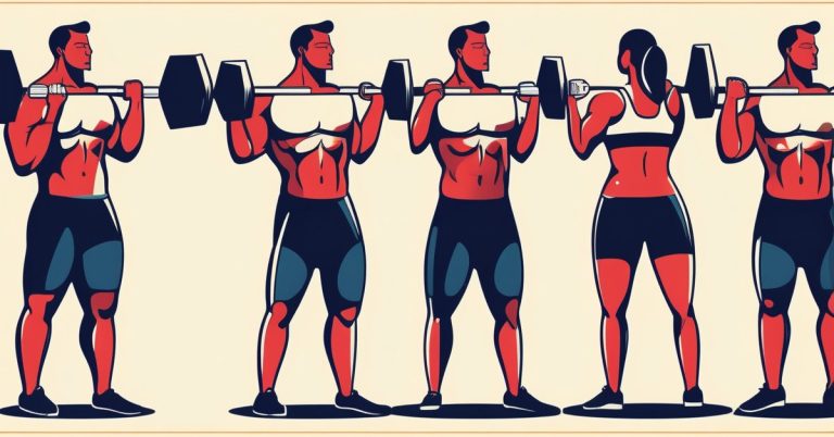 * **Stylized Weights and Equipment:** Clean, modern representations of dumbbells, barbells, kettlebells, and resistance bands arranged in a balanced, energetic composition.